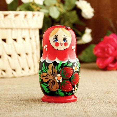 Matryoshka "God's cow", red scarf, 5 puppet, 9-11 cm-8