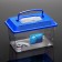 Carriage is rectangular, 21.3 x 14 x 14.5 cm, blue