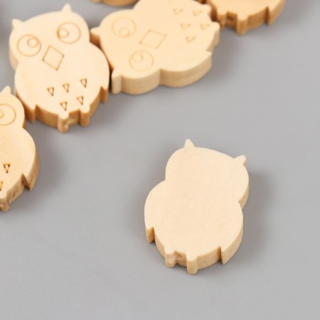 Wooden beads "Astra" owl 17x22 mm, 18 gr. 10 pcs/pack, natural wood-1