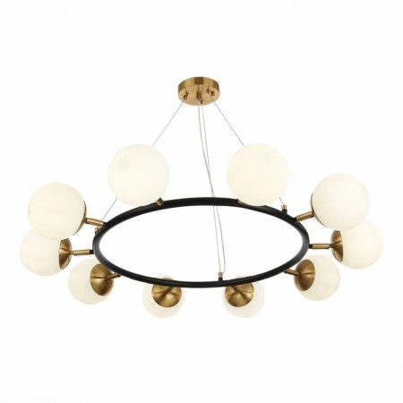 Suspended EVOLUCE lamp. Sle220403-10. Forli. 10x60 watts, E27, 90x90x18 cm, black color, brass-4
