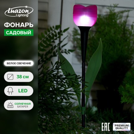 Garden lamp on the solar battery "Tulip", 6 × 38 × 6 cm, 1 LED, glow white