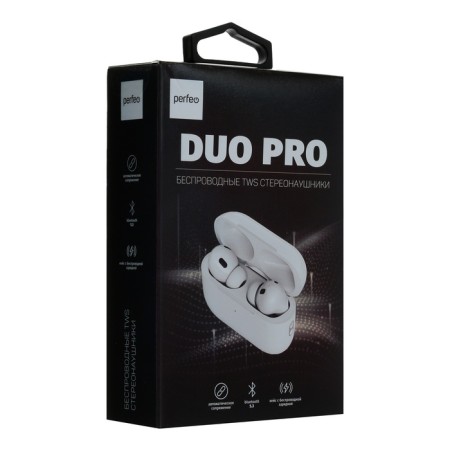 Headphones Perfeo Duo Pro, TWS, wireless, vacuum, microphone, BT 5.3, 300 mAh, white-8