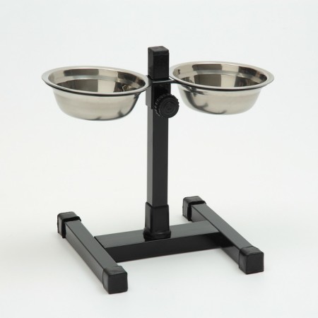 A stand with bowls, 2 x 250 ml, height 25 cm, collapsible, black