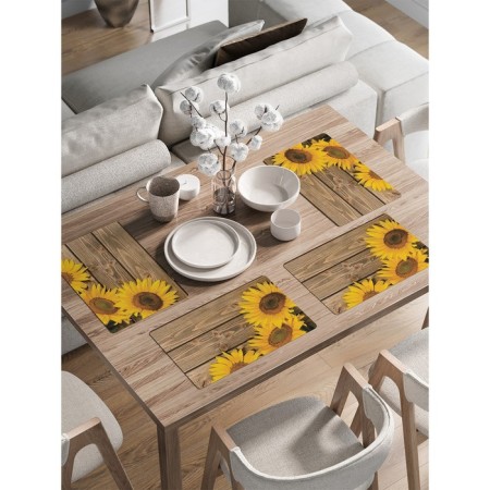 A set of napkins for setting the table "Sunflower flowers", rectangular, rounded edges, size 30x46 cm, 4 pcs