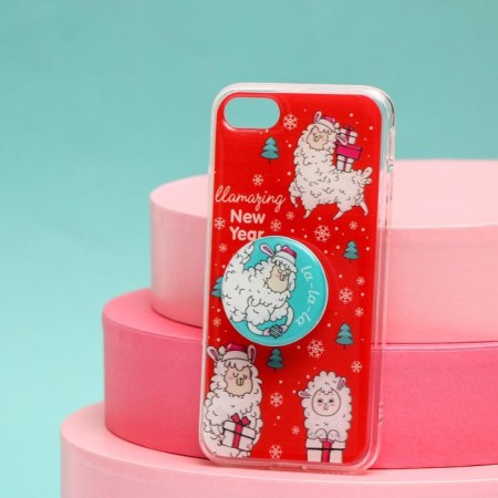 New Year's gift set, a case for a phone with the holder "New Year's mood", on the iPhone 7, 8