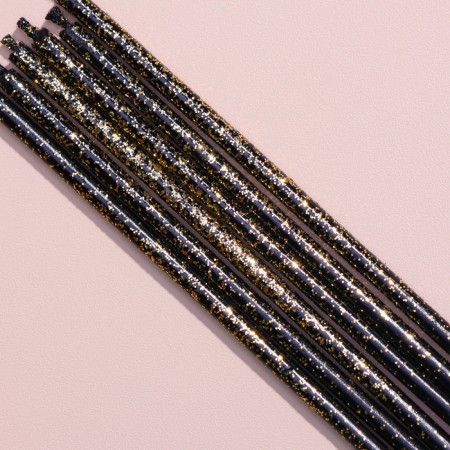 A set of candles in the cake, 6 pieces "Shine", yellow with black, 17 cm-2