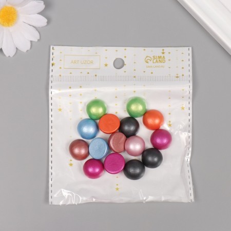 Decor for creativity tree "Half of the ball metallic" mix set 15 pcs 1.5x1.5x0.8 cm-3