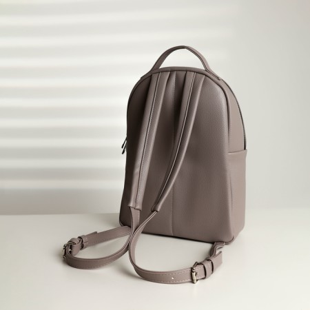 A backpack with a zipper, Textura, external pocket, gray-beige color-5
