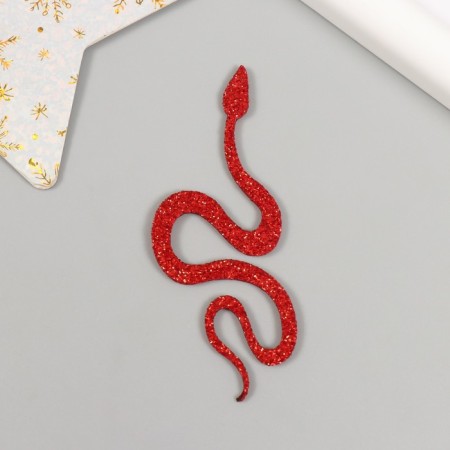 Decor "Red Snake" Foam Glitter, 7 cm (set 6 pcs)-2