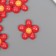 Decor for creativity plastic "Red flower with yellow" 2.8x3x1 cm