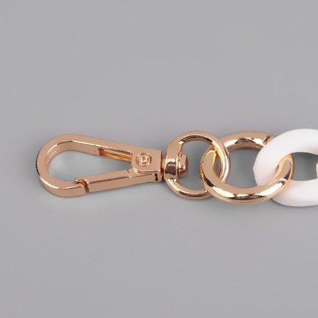 A chain for a bag, plastic, with carbines, 23 × 17 mm, 30 cm, white/gold color-1