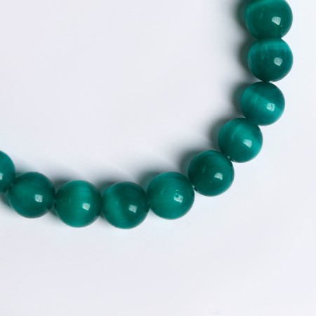 Beads made of natural stone "Cat Eye" set of 50 pcs., 1 pc. - 8 mm, green