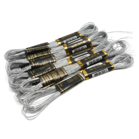 Bestex muline threads metallized, 8 m, e168 silver, 12 pcs. packaged-1