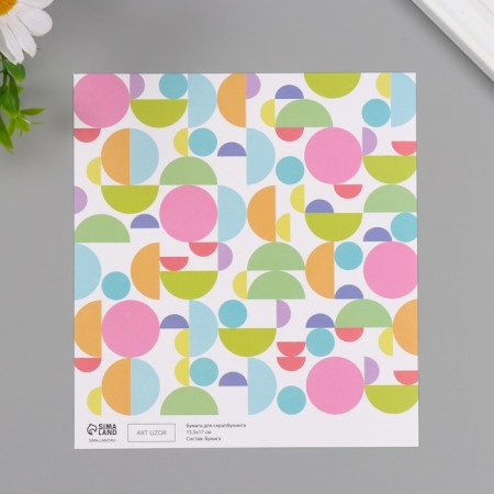 Scrapbooking paper "Bright circles" density 180 grams set 10 pcs 15.5x17 cm-2