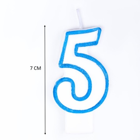 Candle for cake the number "5", tone rim, 7 cm, mix-4