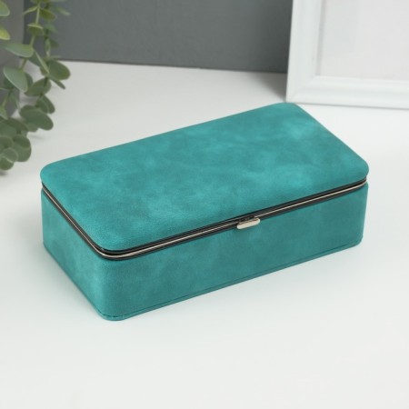 Casket to the leatherette for jewelry "velvet leather" sea water 10x18x6 cm