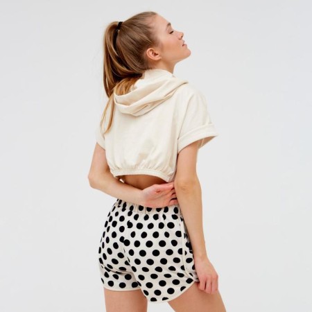 Female set (Hudy, shorts) minku: Home Collection Beige color, rr 48-3
