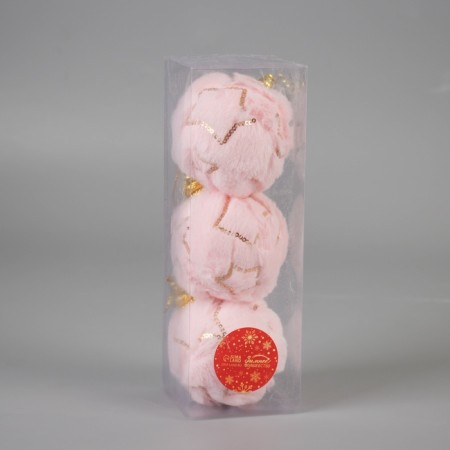 Set of balls plastic D-8 cm, 3 pcs "Tenderness" star, pink-1