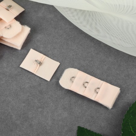 Flasp for a bra, 3 rows 1 hook, 2 × 2.8 cm, 2 × 5 cm, 10 pcs, beige color