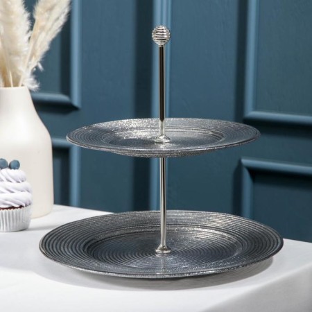 2-tier dish "Flying of the night", D = 21/28 cm, silver color