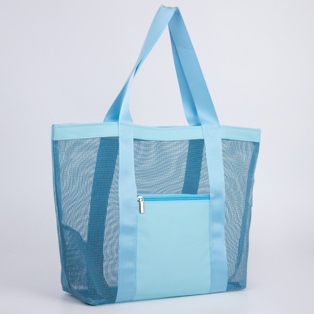 Bag - Shoper beach, 33x32x1 cm, with a grid, blue color-2