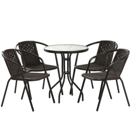 Set of garden furniture: table, 4 stools, black
