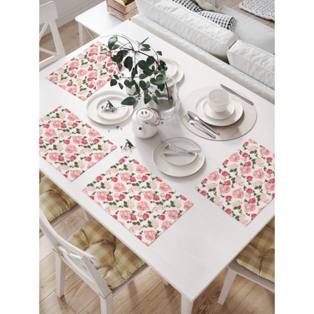 Set of napkins for setting the table "Queen of Flowers", rectangular, size 32x46 cm, 4 pcs
