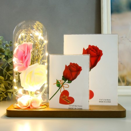 Photo frame in 2 photos 9x13, 13x18 cm with a backlight "Rosa in the flask" USB 9x25x20.5 cm