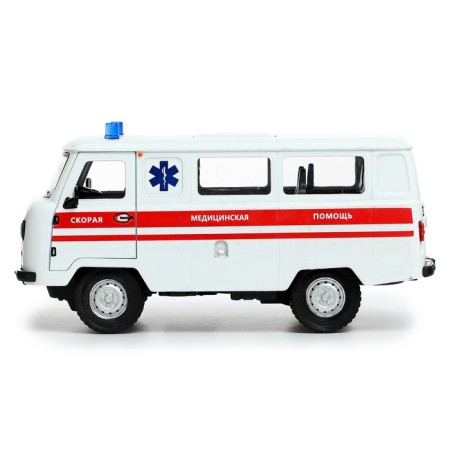 Metal machine "UAZ 3962. Ambulance", inertia, 1:24, light and sound-1