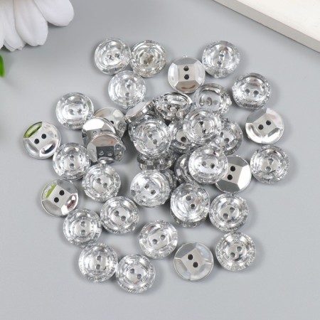 Buttons plastic for creativity 2 punctures "Crystal" set 40 pcs 1.1x1.1 cm-2