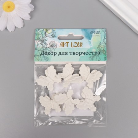 Decor for the creativity of the Polystone "Butterflies" White Set 6 pcs 2.7x2.5 cm-3