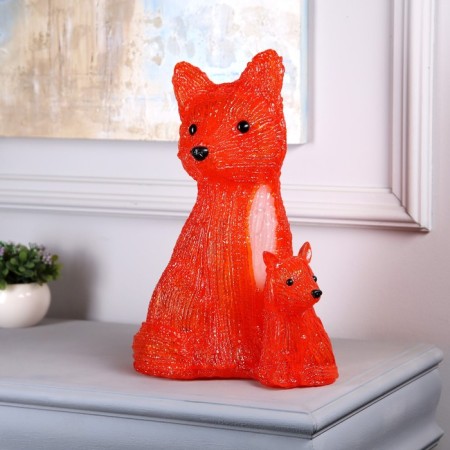 LED figure "Fox with a fox" 24 × 35 × 19 cm, acrylic, 40 LED, 220 V, glow of white-1