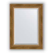 Mirror with fatset in a baguette frame - aged bronze with weaving 70 mm, 53 x 73 cm, evoForm