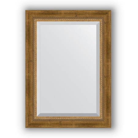 Mirror with fatset in a baguette frame - aged bronze with weaving 70 mm, 53 x 73 cm, evoForm