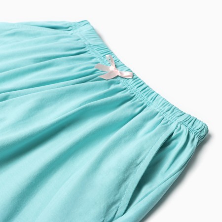 Female homemade set (T-shirt, shorts), mint color with flower, river 48-8