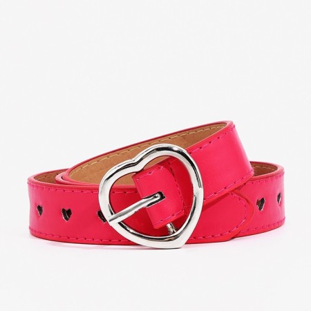 Building belt, width 2.4 cm, metal buckle, fuchsia color