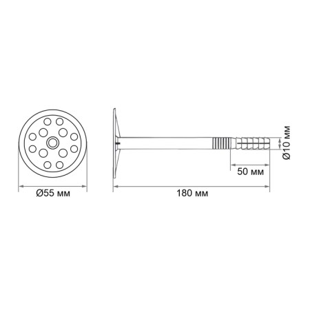 Dowel "bison", for insulating materials, with a plastic nail, 10x180 mm, 50 pcs-6