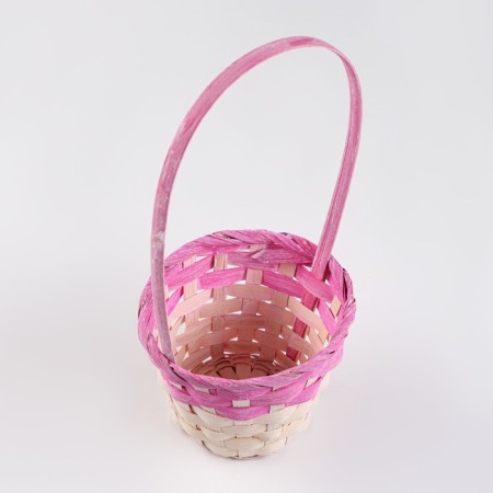 Wicker basket 13x9.5/28 cm, pink, bamboo-2