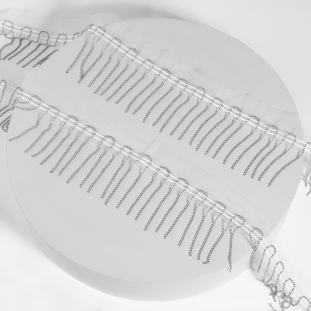 Metallized braid "fringe", 5 cm, 4.5 ± 0.5 m, white color-2