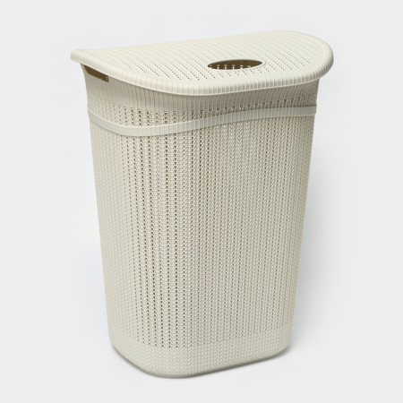 Besnaya basket with a lid "Knitting", 55 l, 45 × 36 × 57 cm, color white rattan