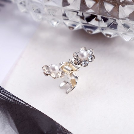 Hair crab "Mini" shine flower, 1 cm, silver-1
