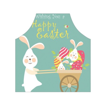 Apron kitchen with a photo print "Easter gifts in a wheelbarrow", adjustable, size OS-2