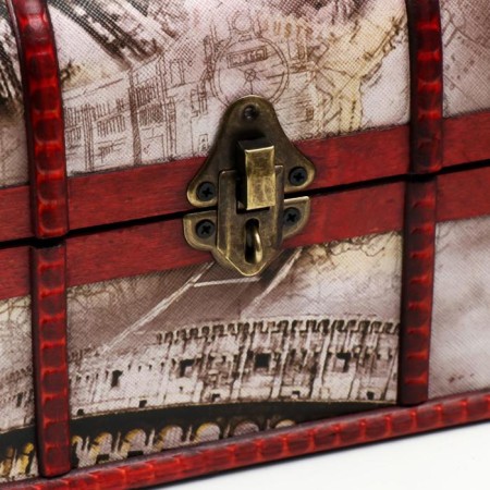 Casket Wood Equrated "Flowers and Cities" MICS chest 15x22x15.5 cm-5