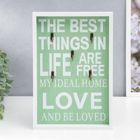 Decorative tree hooks "My perfect house" white-green 30x20.2x3 cm