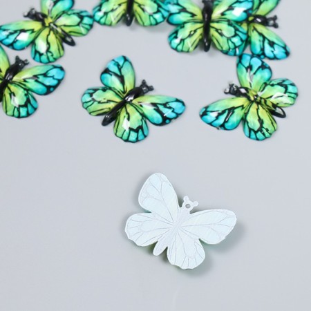 Decor for creativity plastic "Butterfly, green-blue wings" 2.5x3.2 cm-1