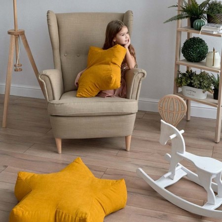 Decorative pillow "Stars", size 65x65x20 cm, yellow color-1