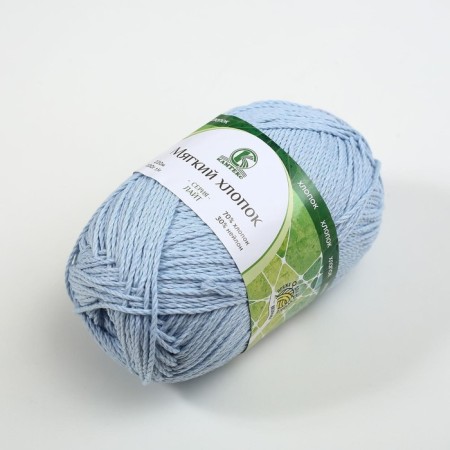 Yarn "soft cotton" 70% cotton, 30% nylon 220m/100g (015 blue)-4