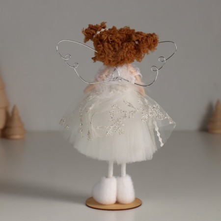 Interior doll "Angel in a white dress with patterns and fluff" 5.5x10x16 cm-2