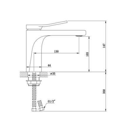 Bronze de Luxe ELEMENT EL02CB sink mixer, pour 130 mm, brass, chrome/black-4