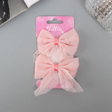 Hair clip "Marta" (set 2 pcs) overflow, 7.5 cm, pink